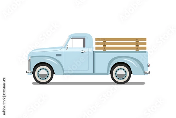Obraz old blue pickup truck. farming. vector