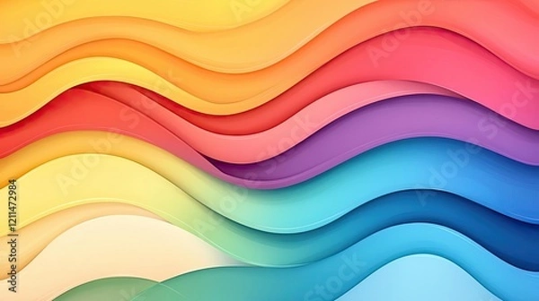 Fototapeta Rainbow watercolor concept. Vibrant abstract waves in various colors creating a dynamic and visually appealing design.