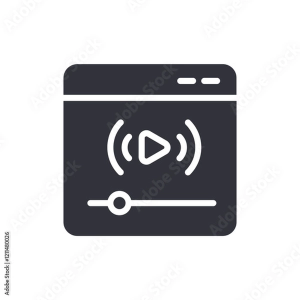 Fototapeta Audio visual content solid icons, minimalist vector illustration ,simple transparent graphic element .Isolated on white background