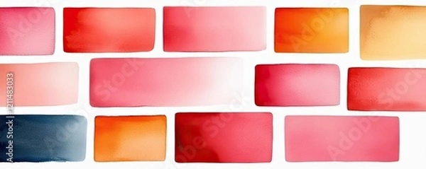 Fototapeta Square watercolor concept. A vibrant watercolor pattern featuring colorful rectangular blocks.