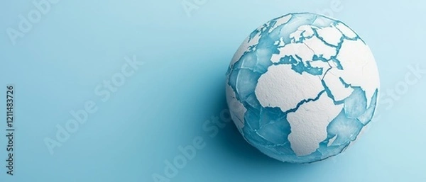 Fototapeta Global stability risks. Globe illustration on blue background representing global concepts.