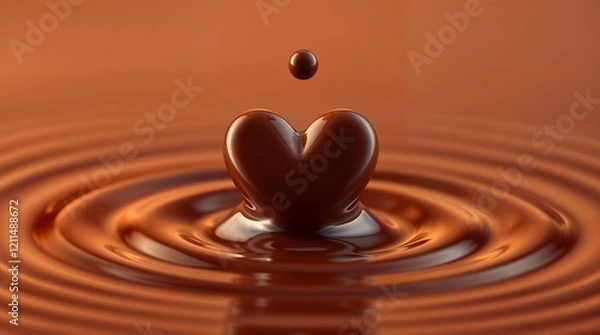 Obraz Heart shaped liquid chocolate splash 