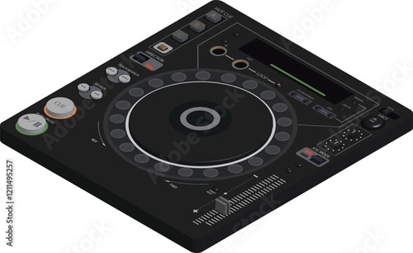 Obraz 3d isometric DJ controller mixer in detail. Musical computer equipment.