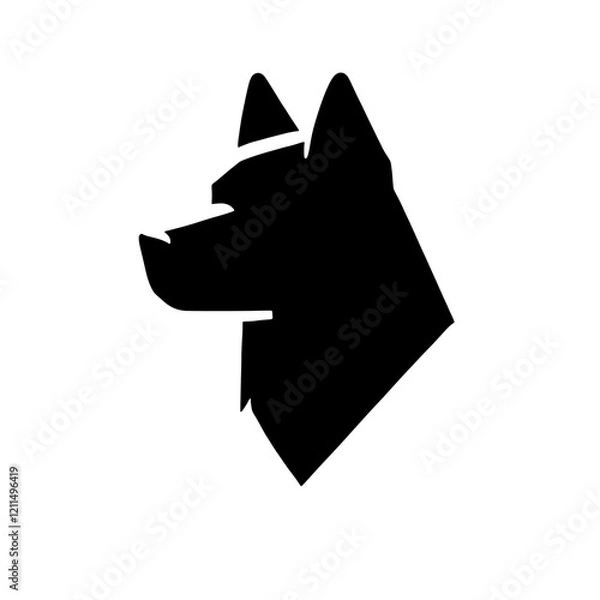 Fototapeta German Shepherd Silhouette: A strong and striking silhouette of a German Shepherd's head, captured in profile view, conveying loyalty, protection, and power.