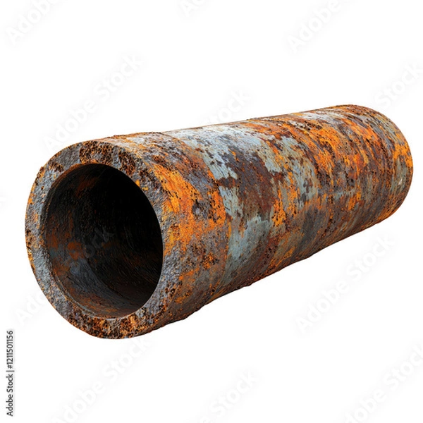 Fototapeta Rusty Metal Pipe on Transparent Background for Industrial Use