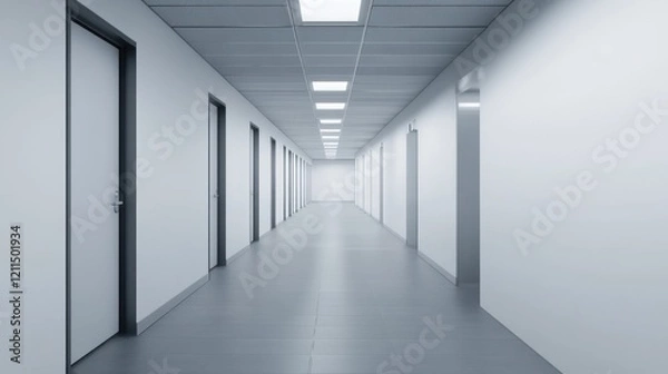 Fototapeta Sterile Corridor: A Minimalist Architectural Interior