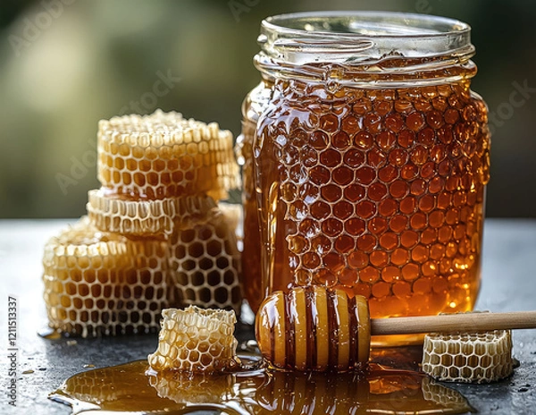 Fototapeta Sweet Honeycomb: Golden Delight of Nature's Goodness