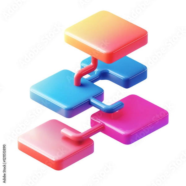 Obraz Colorful 3D Flowchart Design on Transparent Background for Concept Use