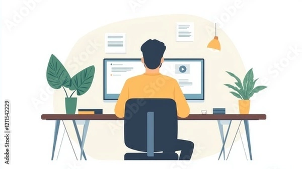 Fototapeta Online Video Conference Job Interview Meeting Generative AI