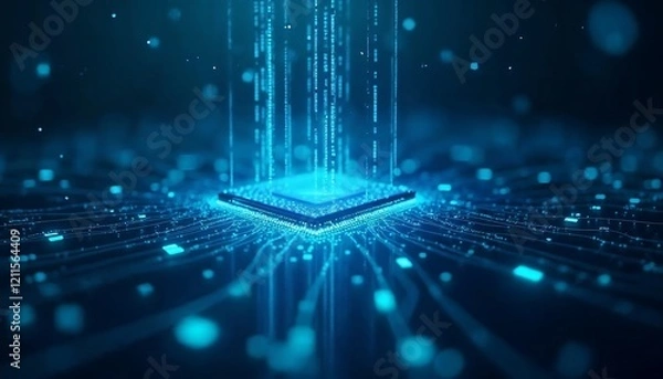 Obraz Data Processing Cpu Microchip with Digital Streams
