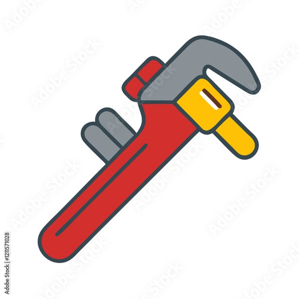 Fototapeta Pipe Wrench Icon in flat design with vibrant colors