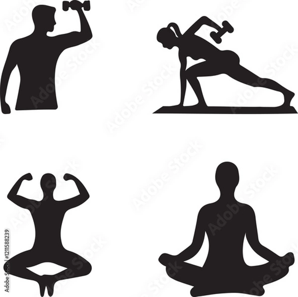 Fototapeta Fitness Flat Elements Set silhouette vector icon design