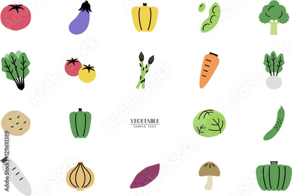 Fototapeta いろいろな野菜アイコン素材セット / vector eps	