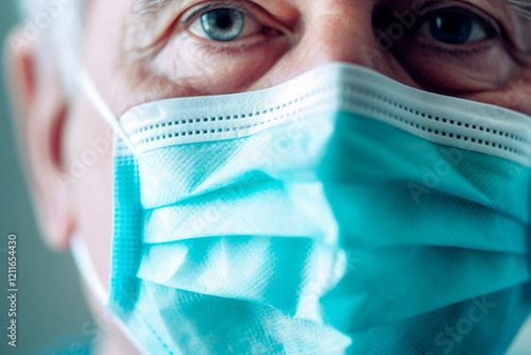 Fototapeta Person in healthcare using mask and gloves, essential for prevention in daily tasks