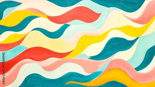 Fototapeta Abstract Wave Painting Colorful Swirls Design