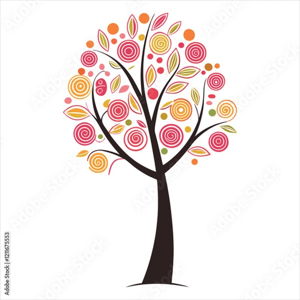 Fototapeta Cute Colorful Tree vector illustration, Tree isolated Design