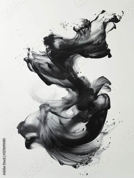 Fototapeta A woman statue in a fountain surrounded by rain, with flowing liquid, smoke, and light effects, featuring curves and fluid designs The statue exudes beauty, fashion, and movement