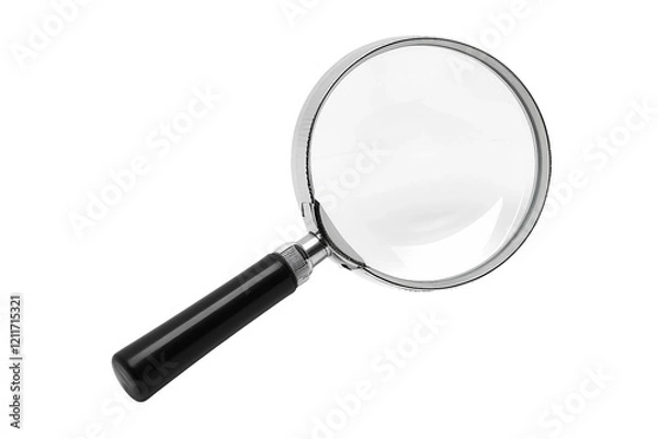 Obraz Versatile magnifying glass with a chic black handle suitable for various tasks isolated on transparent background