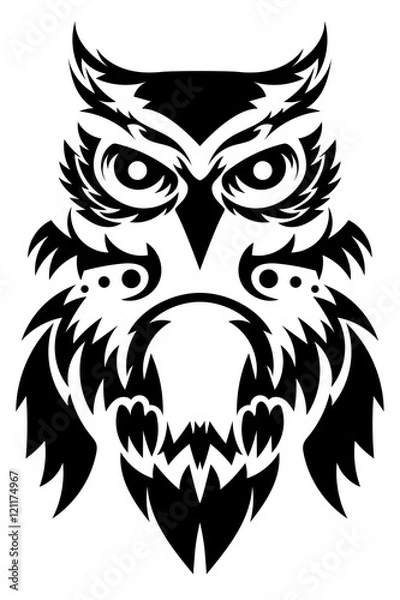 Obraz Beautiful owl tattoo. Vector owl's as a design element on isolated background