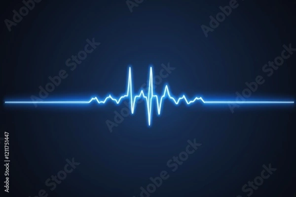Fototapeta a close up of a blue heartbeat line on a black background