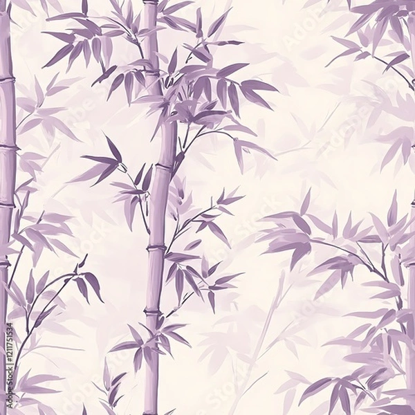 Fototapeta Elegant bamboo forest pattern in subtle lavender tones creates a serene atmosphere
