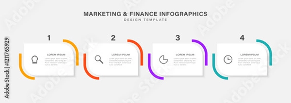 Fototapeta Business infographic template design. 4 options or steps timeline infographic design. Process diagram, presentations, workflow layout.
