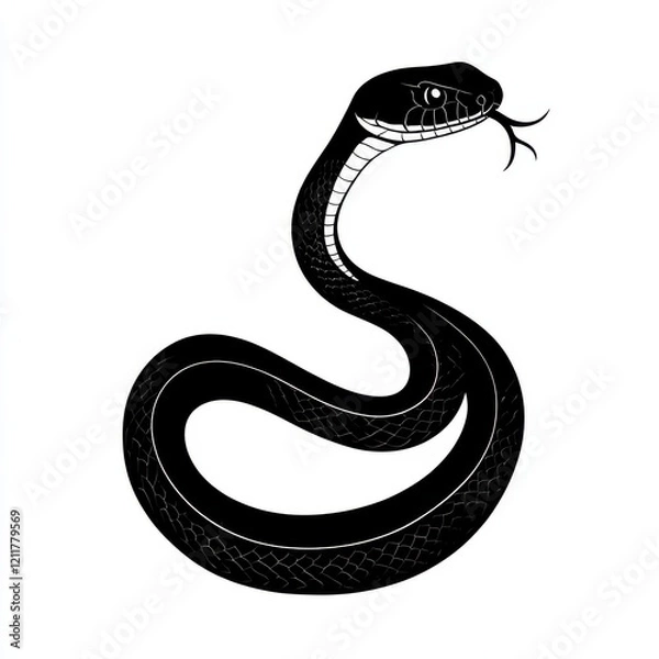 Fototapeta Silhouette of a snake, elegant and dark.