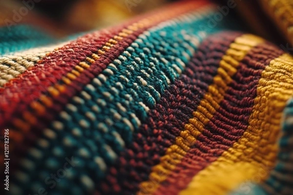 Obraz Colorful Handwoven Textile Close-Up