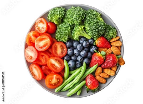 Fototapeta  a Fruit and vegetable plate with green beans isolated on a transparent background