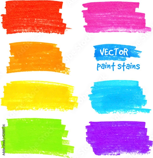 Obraz Colorful rainbow marker vector paint stains