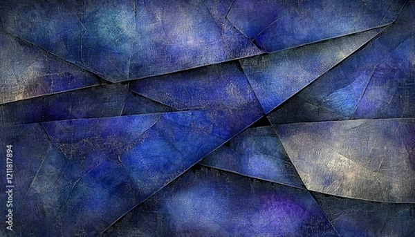 Obraz Abstract Blue Geometric Textured Canvas Art