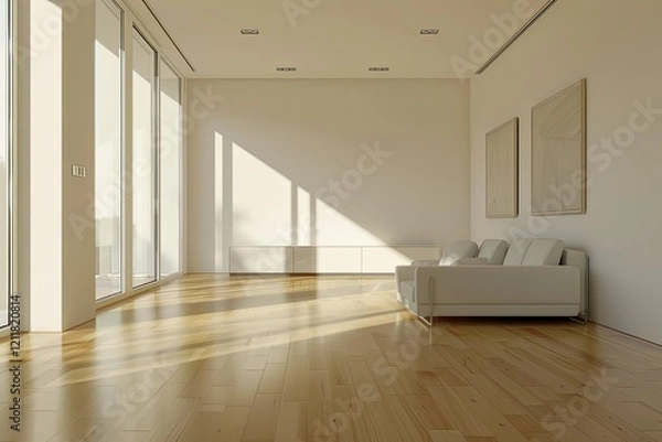 Fototapeta Detailed Color Image of Empty Modern Room with Furniture