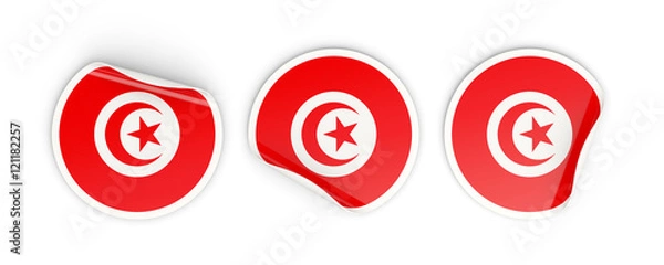 Obraz Flag of tunisia, round labels