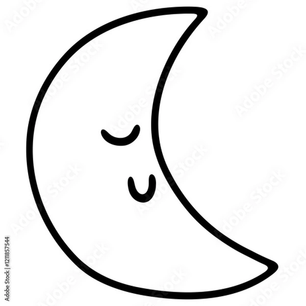 Obraz hand drawn doodle element outline cute crescent moon clipart illustration for decoration.