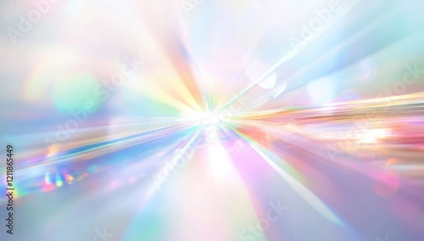 Fototapeta White background with a rainbow prism effect, creating a dreamy and ethereal atmosphere.