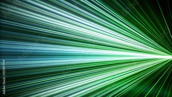 Fototapeta Fast moving green light with motion blur, stripes, background, dynamic speed lines in abstract neon green, energy stream effect, futuristic motion background, vibrant glowing streaks