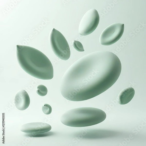 Fototapeta Floating Organic Modules
Modular abstract shapes resembling natural forms like leaves, water droplets, and stones in mid-air.