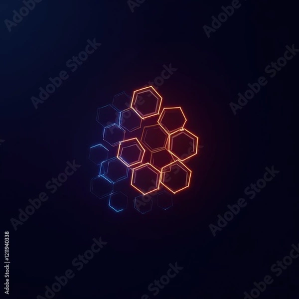 Obraz Neon Hexagonal Framework
Illuminated hexagonal patterns with vibrant orange or blue glows, perfect for technology or cybersecurity themes.