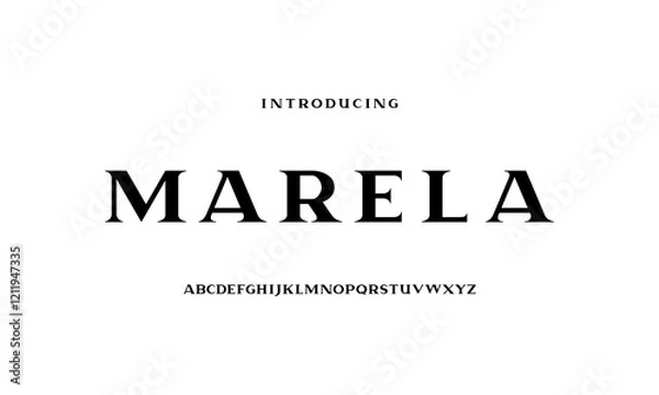 Fototapeta Serif typography font vector. Modern classic clean regular character set. Creative alphabet simple typeface. Digital letter type style. Logo art banner poster flyer billboard text graphic design