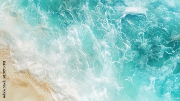 Fototapeta Abstract ocean waves and sandy beach time lapse background for serene coastal themed designs and presentations