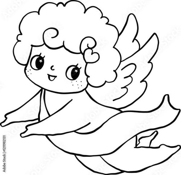 Obraz Retro Valentine Cupid coloring image