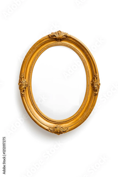 Obraz Golden mirror, front view, in the style of Baroque, isolated on white background