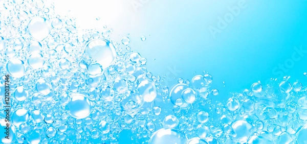 Obraz 清々しい水色と炭酸バブルの背景