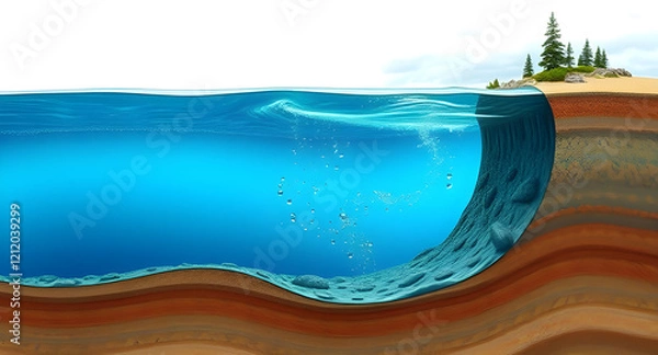 Fototapeta Cross section of an ocean and land ecosystem
