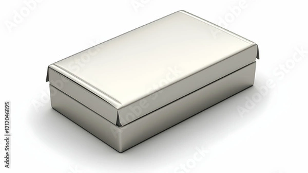 Fototapeta Silver cardboard box mockup on white background, for product packaging design