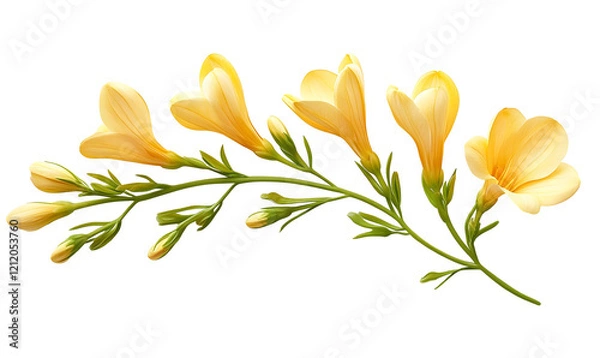 Obraz Yellow Freesia Flower Branch, Studio Shot, Floral Design, Spring