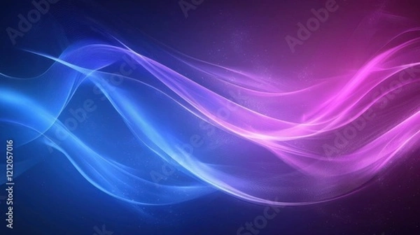 Obraz Abstract design showcasing vibrant flowing waves of blue and pink colors creating a smooth gradient pattern, suitable for backgrounds, digital art, or tech themes.