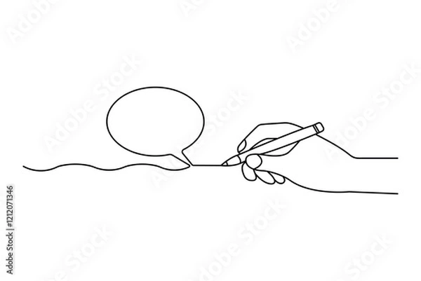 Obraz Speech bubble continuous one line drawing with editable stroke