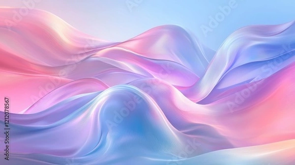 Fototapeta Soft Flowing Abstract Waves in Pastel Colors with Smooth Gradients and Light Reflection, Perfect for Backgrounds or Artistic Projects
