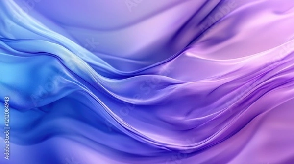 Fototapeta Soft and Flowing Waves of Purple and Blue Fabric, Creating an Ethereal and Dreamy Abstract Background of Fluid Textures and Gradients for Artistic Designs